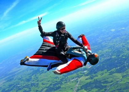 Wingsuit Action in Switzerland. Aviapeople are flying HD 1080p